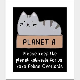 Gray Cat - Habitable Planet (Black) Posters and Art